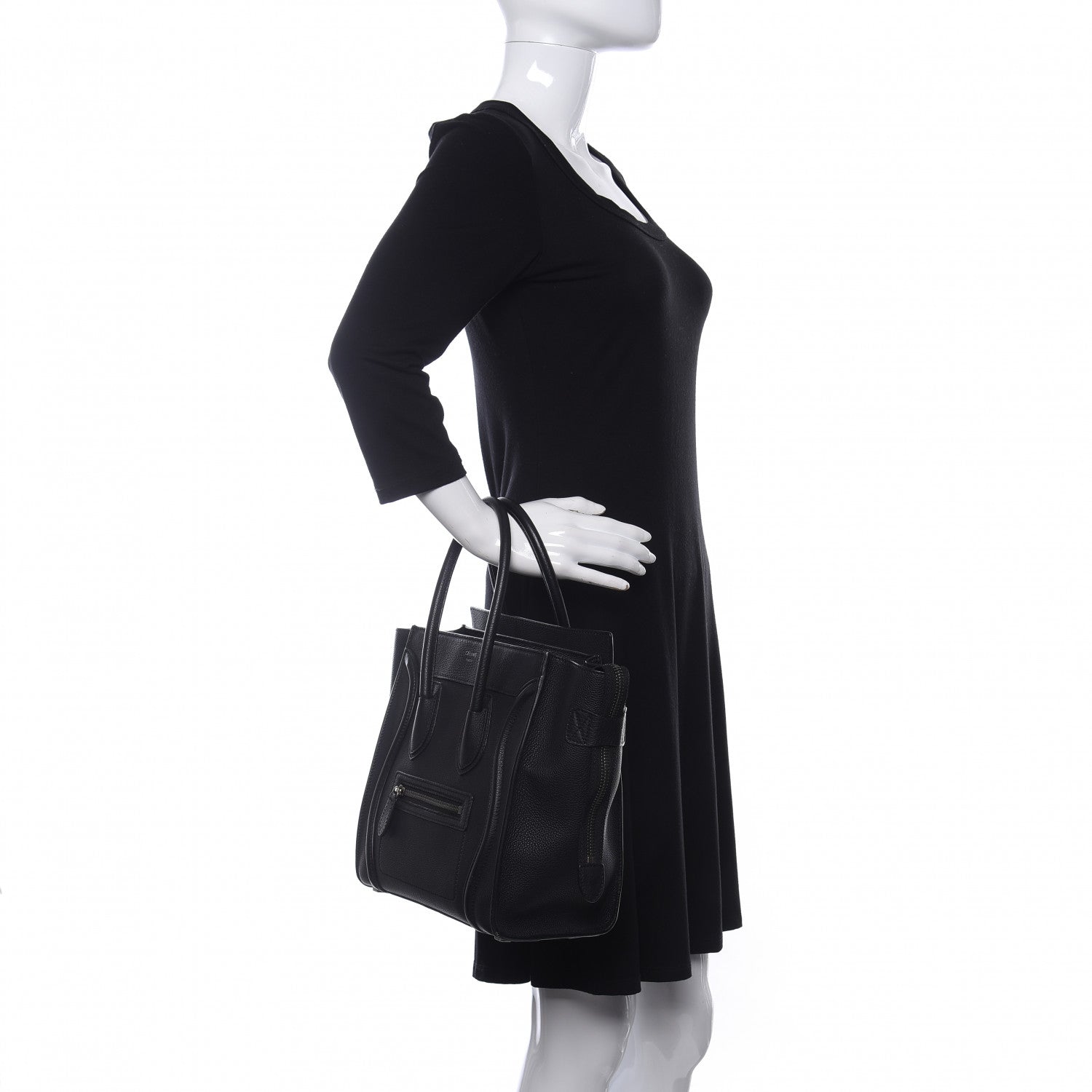 Celine Drummed Calfskin Micro Luggage Black 2 of 9