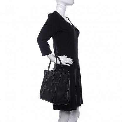 Celine Drummed Calfskin Micro Luggage Black 2 of 9
