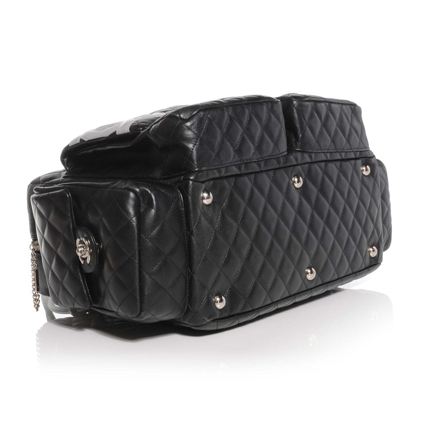 Calfskin Quilted XL Cambon Multipocket Reporter Black White