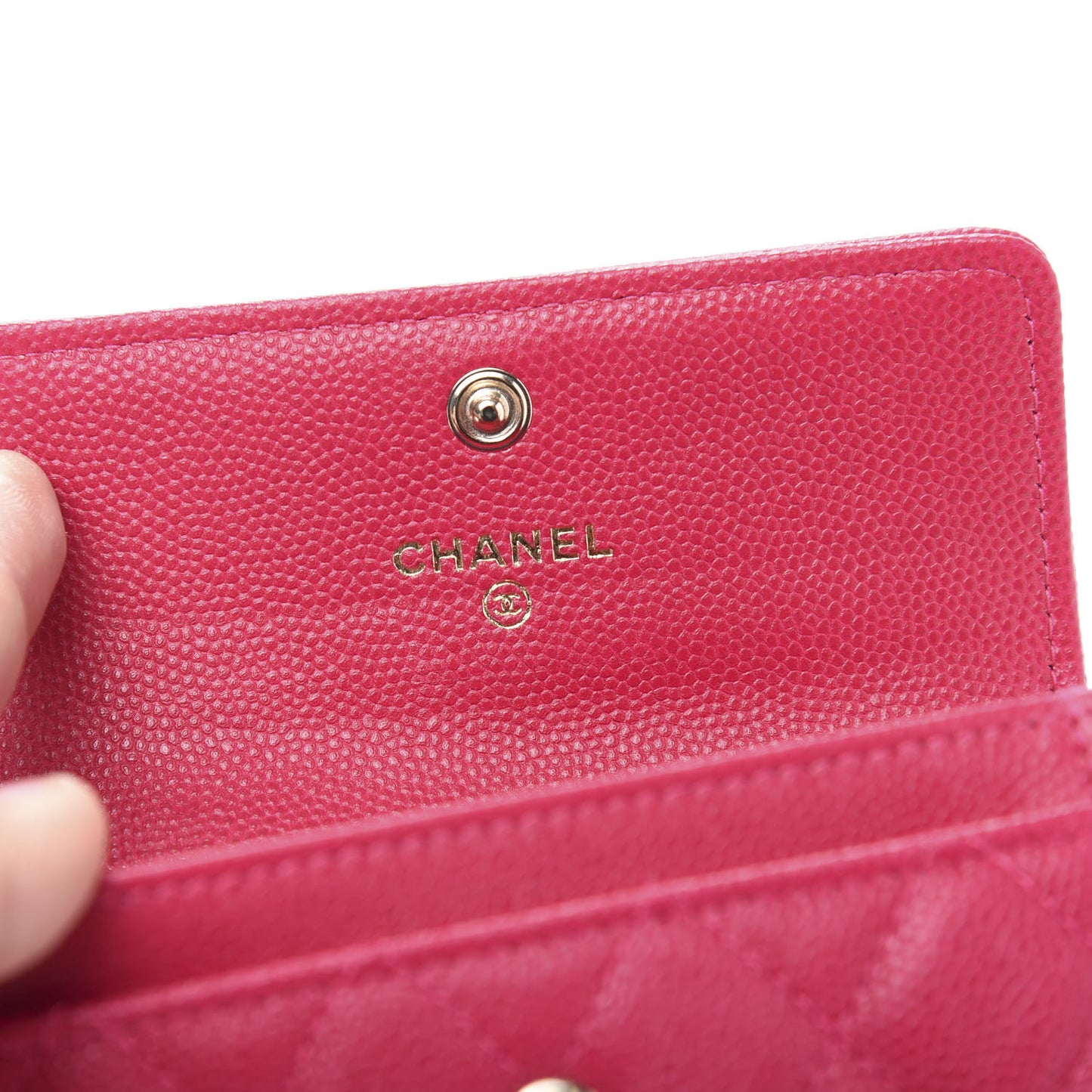 Caviar Quilted Boy Flap Card Holder Fuchsia