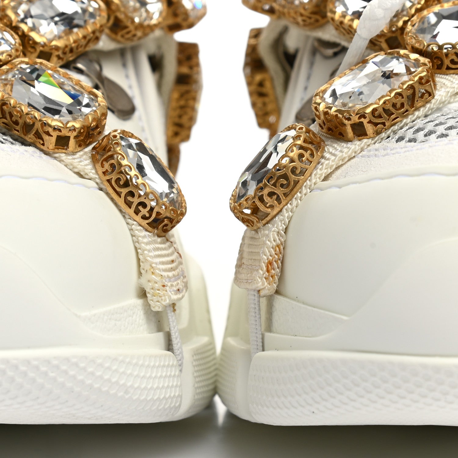 Gucci X SEGA Mesh Calfskin Suede Removable Crystals Womens Flashtrek Sneakers 36 Great White 8 of 14