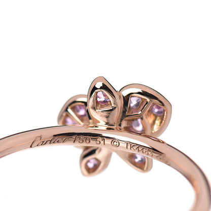 Cartier 18K Pink Gold Diamond Pink Sapphire Caresse D'Orchidees Par Ring 51 5.75 5 of 6