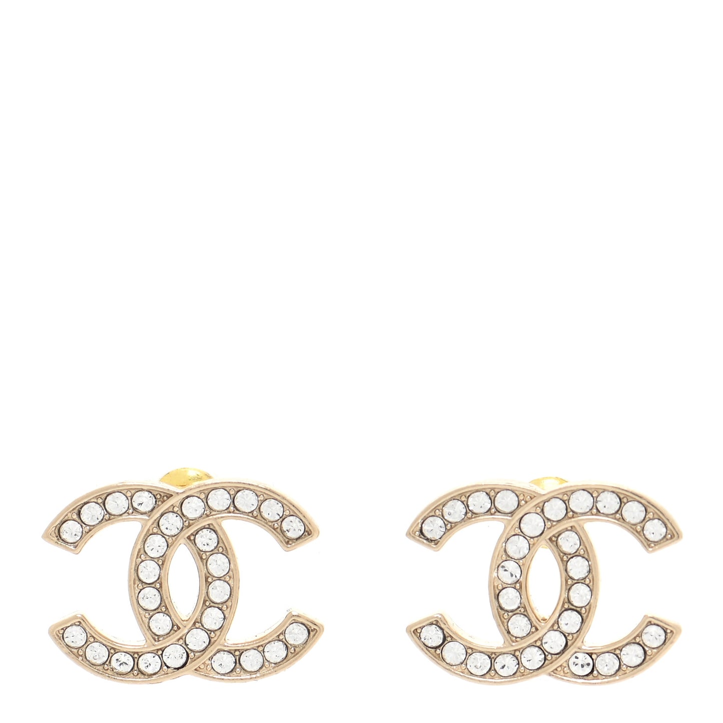 Crystal Large CC Earrings Gold
