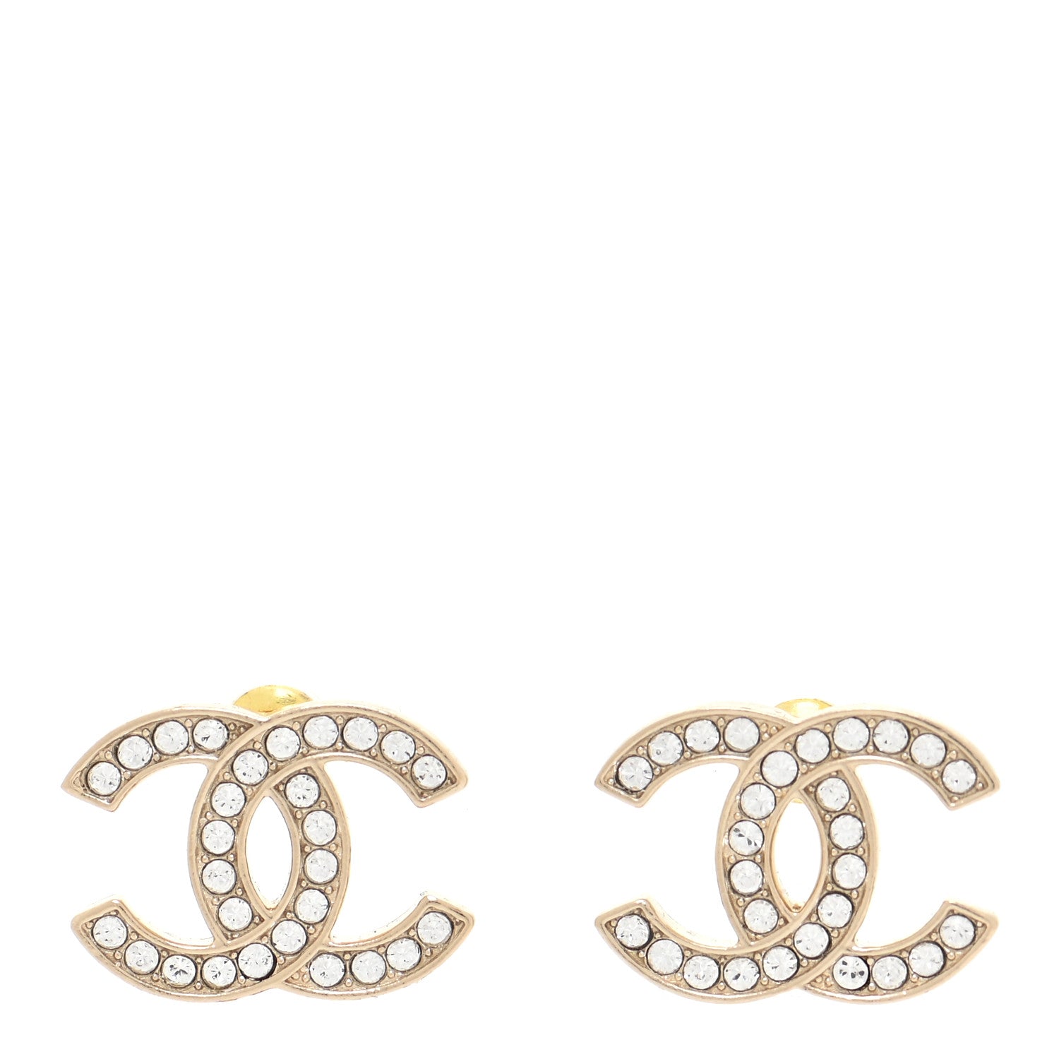 Chanel Crystal Large CC Earrings Gold 1 of 6