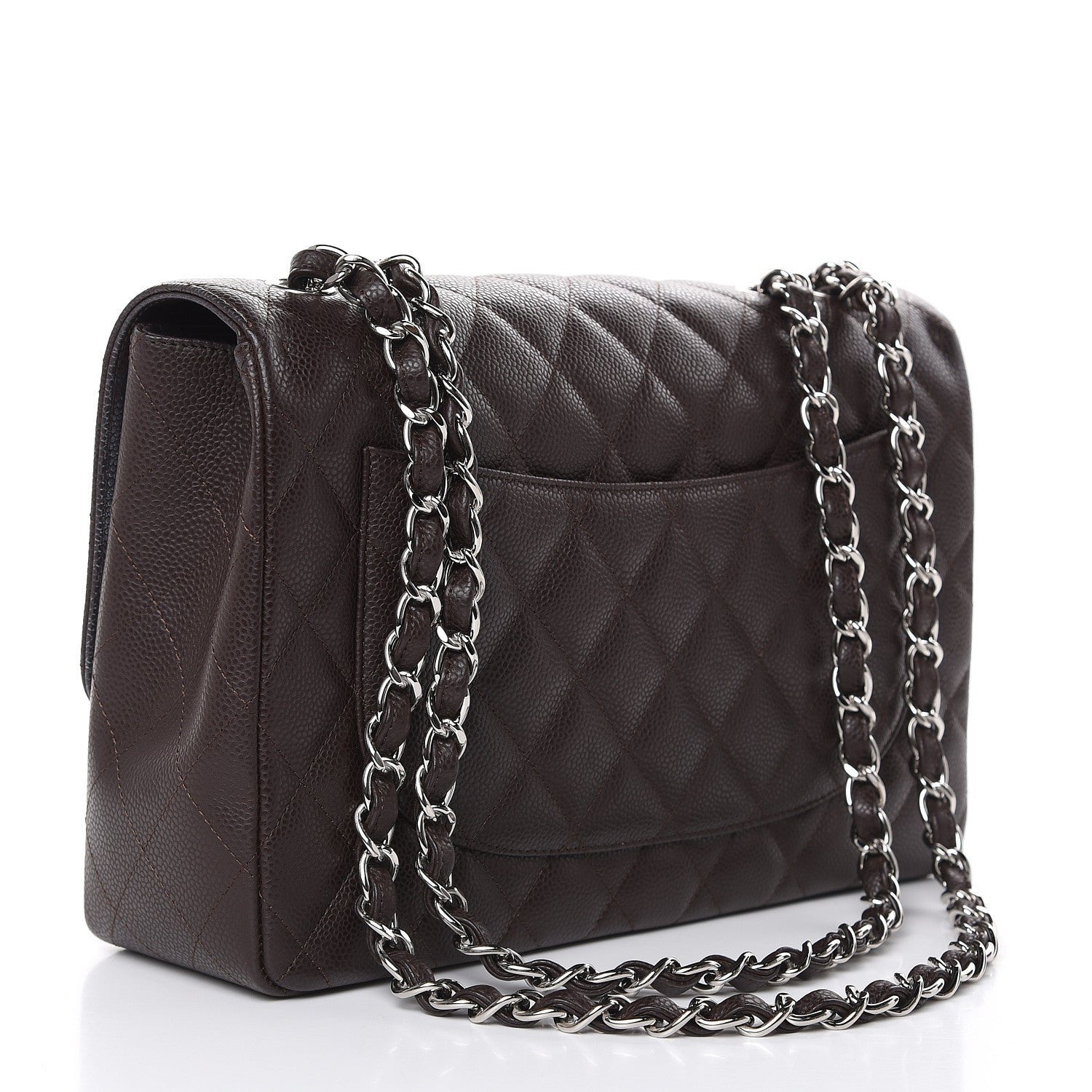 Chanel Caviar Quilted Jumbo Single Flap Dark Brown 3 of 11