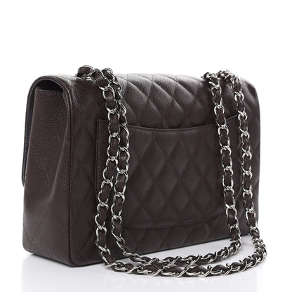 Chanel Caviar Quilted Jumbo Single Flap Dark Brown 3 of 11