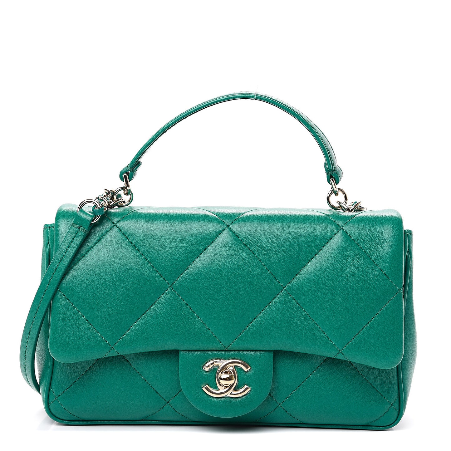 Lambskin Quilted CC Flap Bag Green