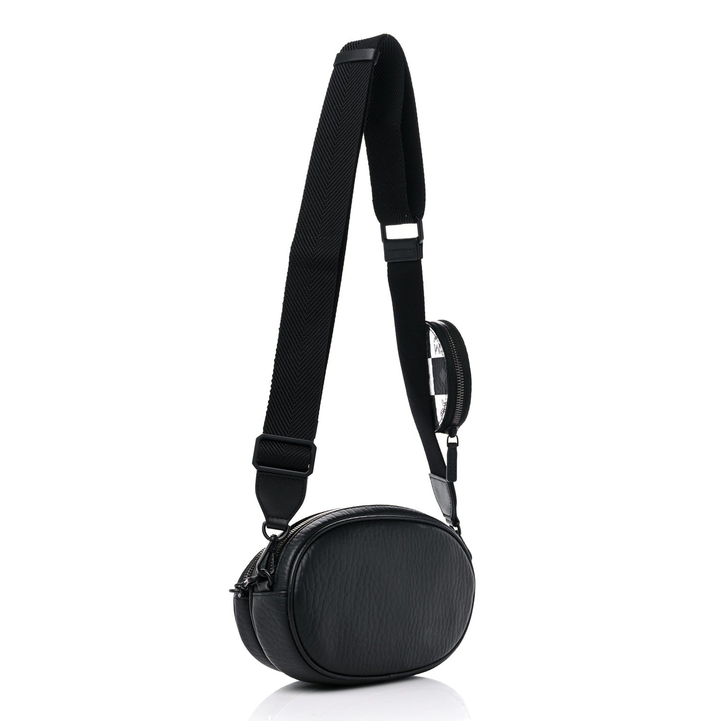 Checkerboard Visetos Small Aren Multifunction Crossbody Pouch Black White