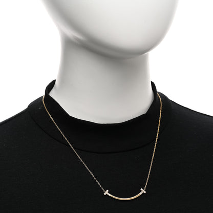 Tiffany 18K Yellow Gold Diamond .19ctw Medium T Smile Pendant Necklace 2 of 5
