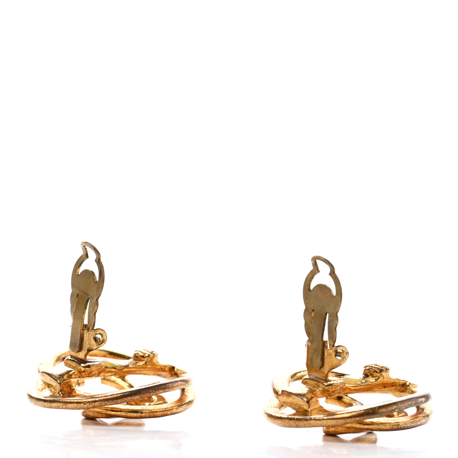 Chanel Metal Round CC Clip On Earrings Gold 3 of 6