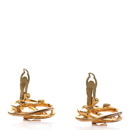 Chanel Metal Round CC Clip On Earrings Gold 3 of 6