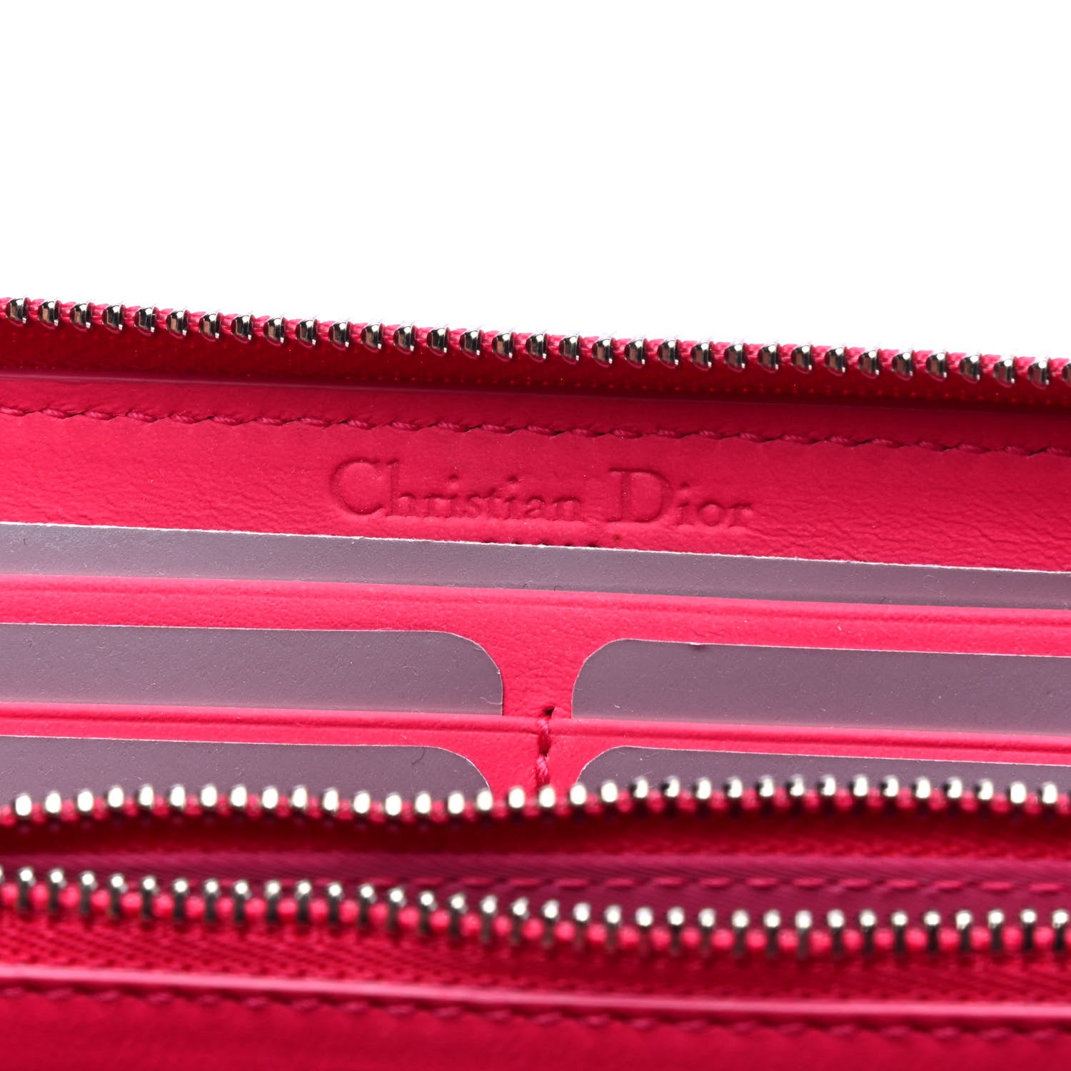 Christian Dior Lambskin Cannage Lady Dior Zip Wallet Fuchsia 4 of 5
