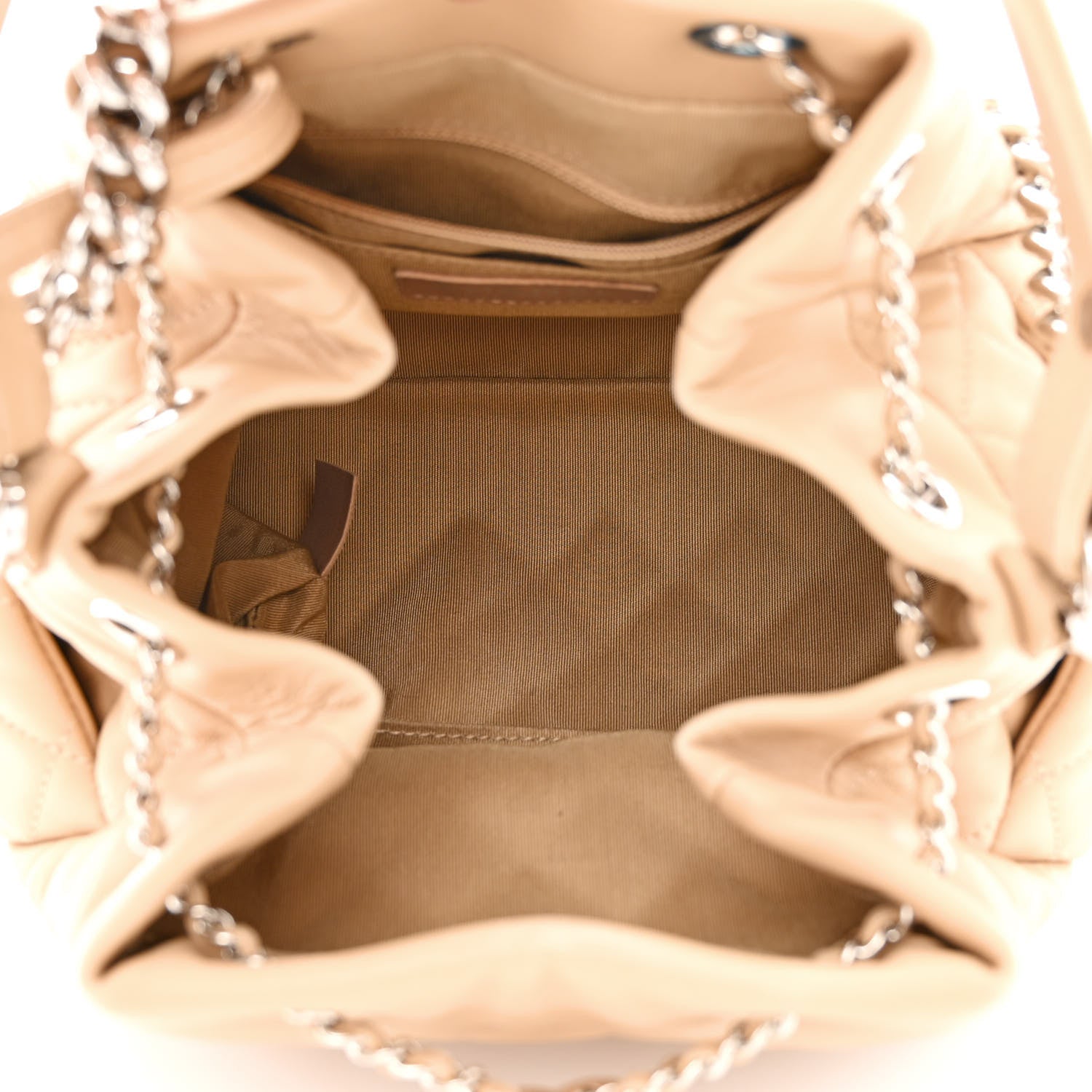 Chanel Lambskin Quilted Small CC Chain Bucket Drawstring Bag Light Beige 5 of 11