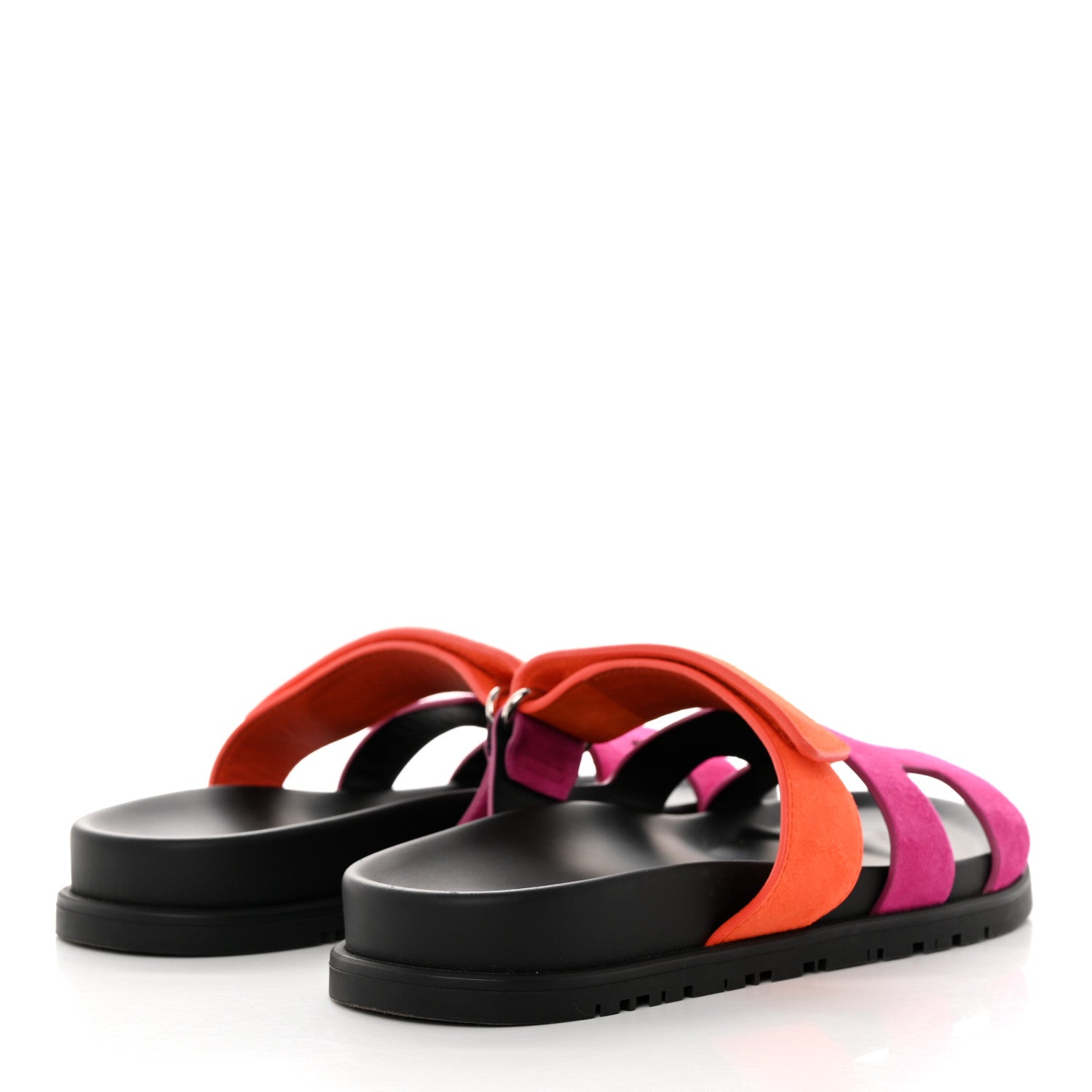 Hermes Suede Goatskin Womens Chypre Sandals 36 Rose Chapas Orange Synthetique 4 of 9