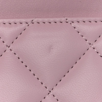 Chanel Lambskin Quilted Logo WOC Wallet On Chain Pink 14 of 17