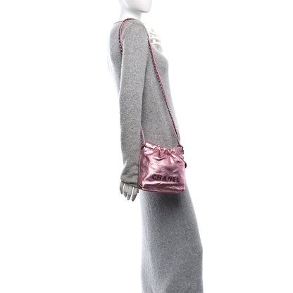 Chanel Metallic Lambskin Lacquered Monochrome Quilted Mini Chanel 22 Pink 2 of 10