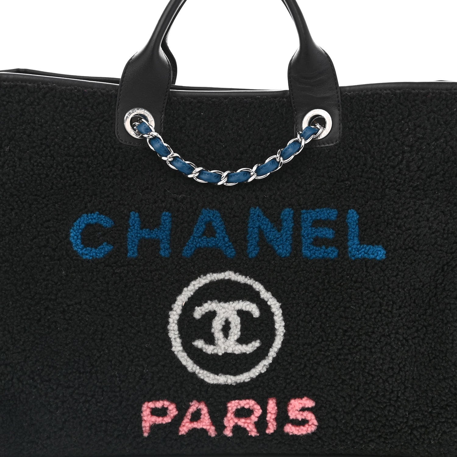 Chanel Shearling Large Deauville Tote Black 8 of 11