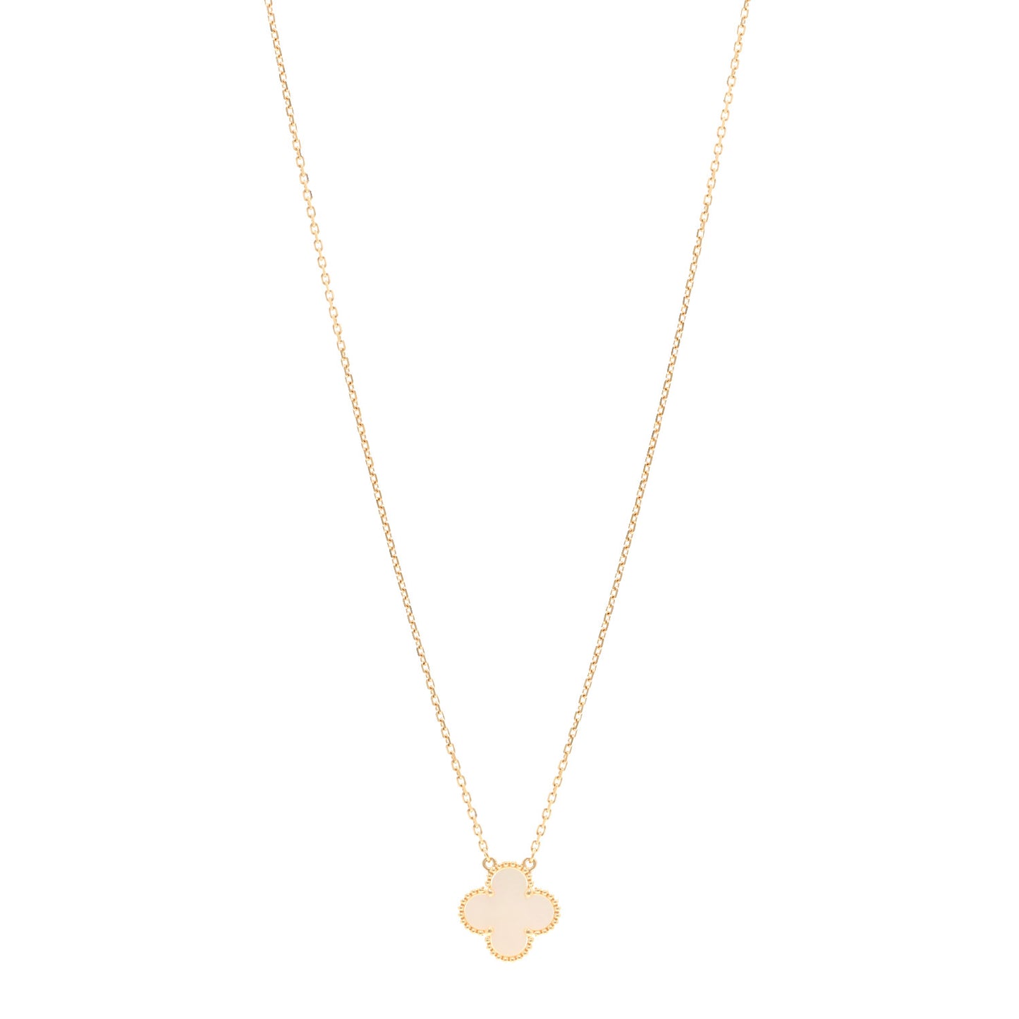 18K Yellow Gold Mother of Pearl Vintage Alhambra Pendant Necklace