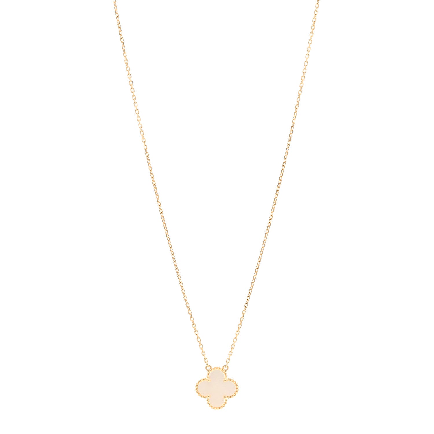 Van Cleef & Arpels 18K Yellow Gold Mother of Pearl Vintage Alhambra Pendant Necklace 1 of 6