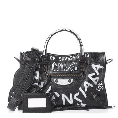 Balenciaga Agneau Classic Hardware Graffiti All Over S City Black 1 of 7