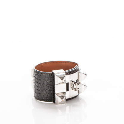 Hermes Matte Alligator Collier De Chien CDC Bracelet L Havane 3 of 5