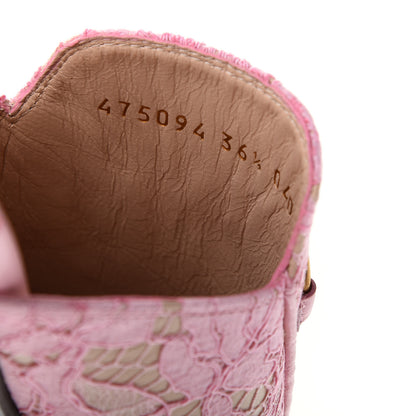 Gucci Lace Malaga Kid Womens Princetown Slippers 36.5 Sugar Pink Skin Rose 10 of 10