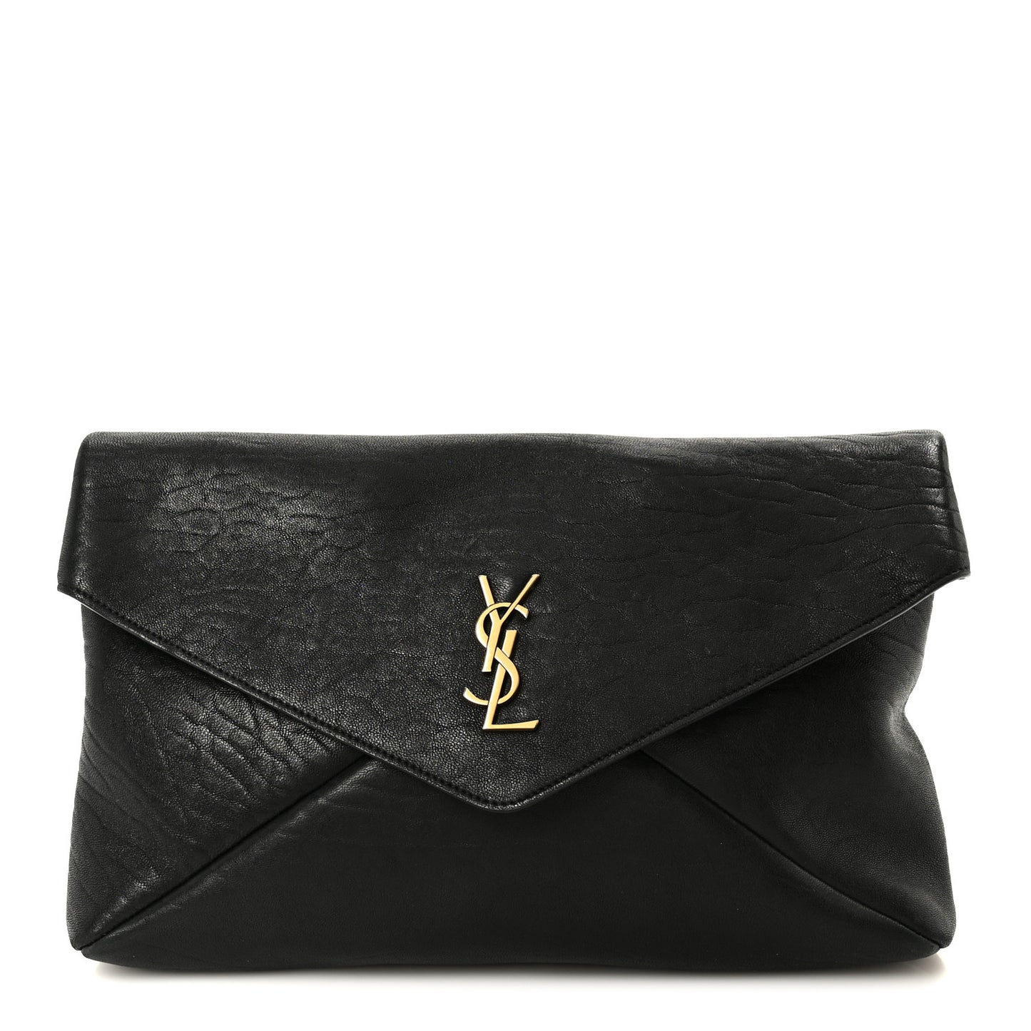 Grained Lambskin Cassandre Envelope Pouch Black