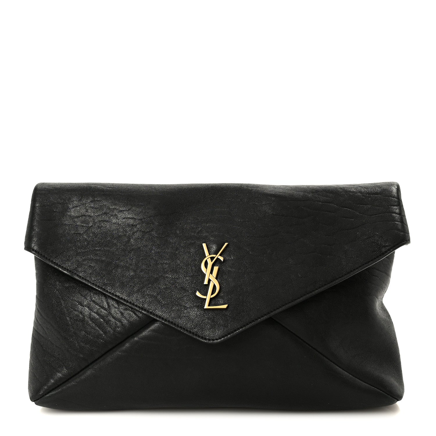 Saint Laurent Grained Lambskin Cassandre Envelope Pouch Black 1 of 8