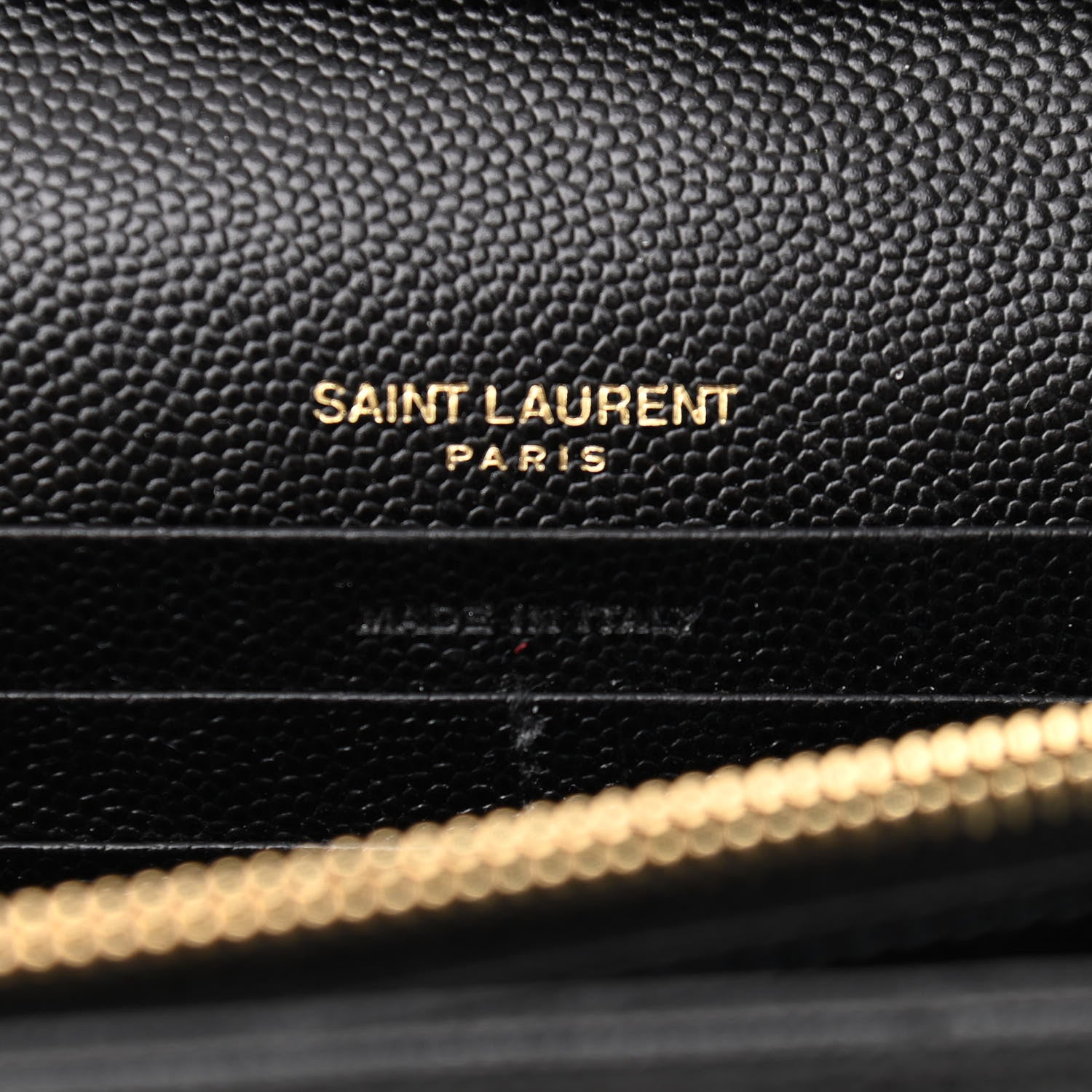 Saint Laurent Grain De Poudre Matelasse Chevron Monogram Chain Wallet Black 6 of 12