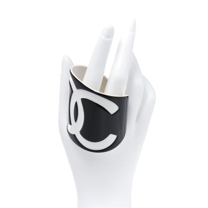 Chanel Resin CC Wide Cuff Black White 2 of 4