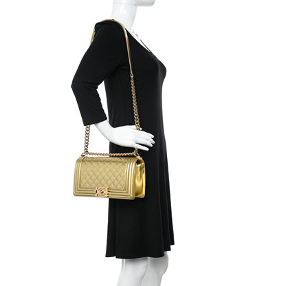 Chanel Metallic Patent Calfskin Quilted Medium Boy Flap Gold 2 of 11