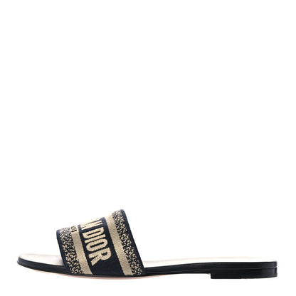 Christian Dior Canvas Embroidered Dway Mules Slide Sandals 36 Deep Blue 1 of 9