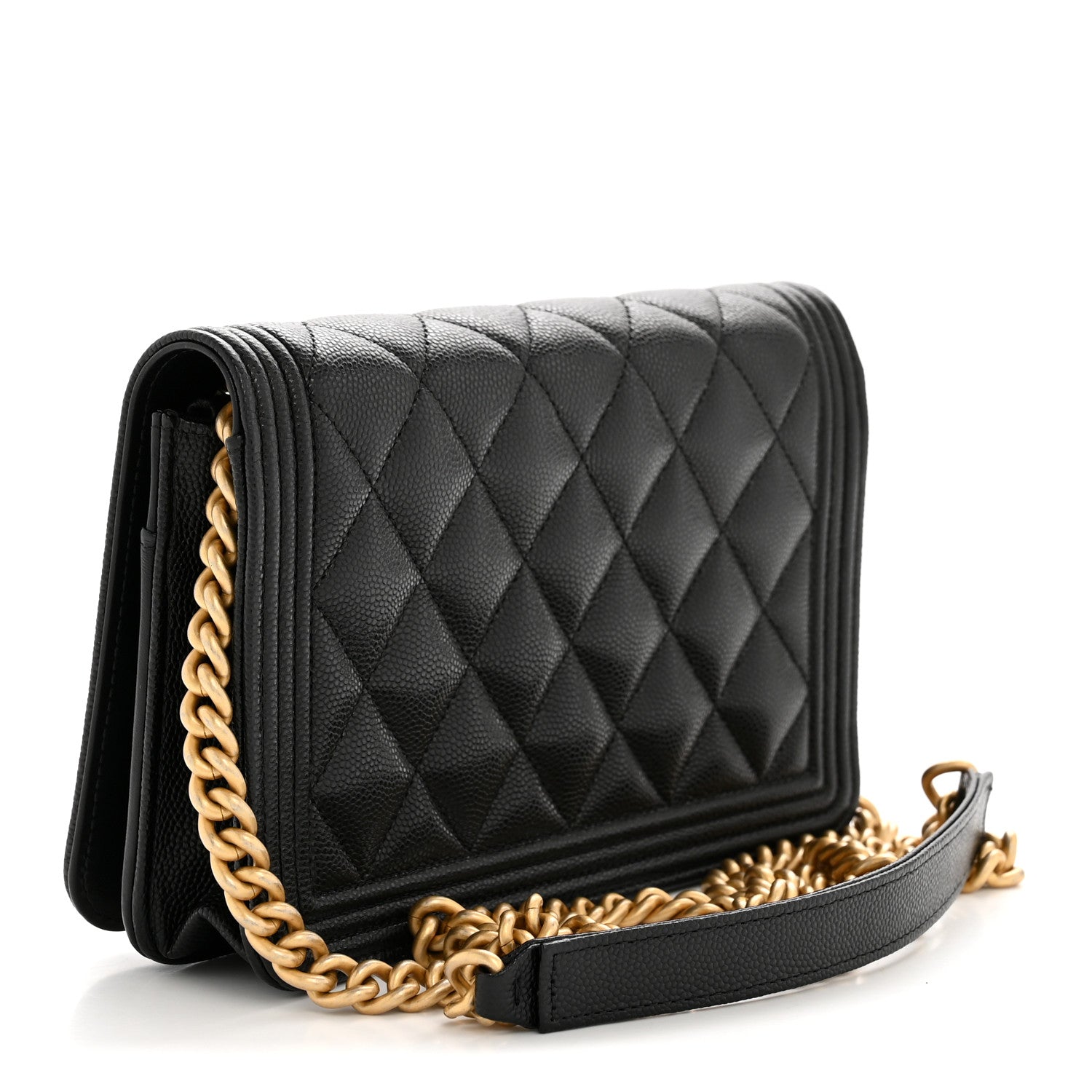 Chanel Caviar Quilted Boy Wallet On Chain WOC Black 3 of 13