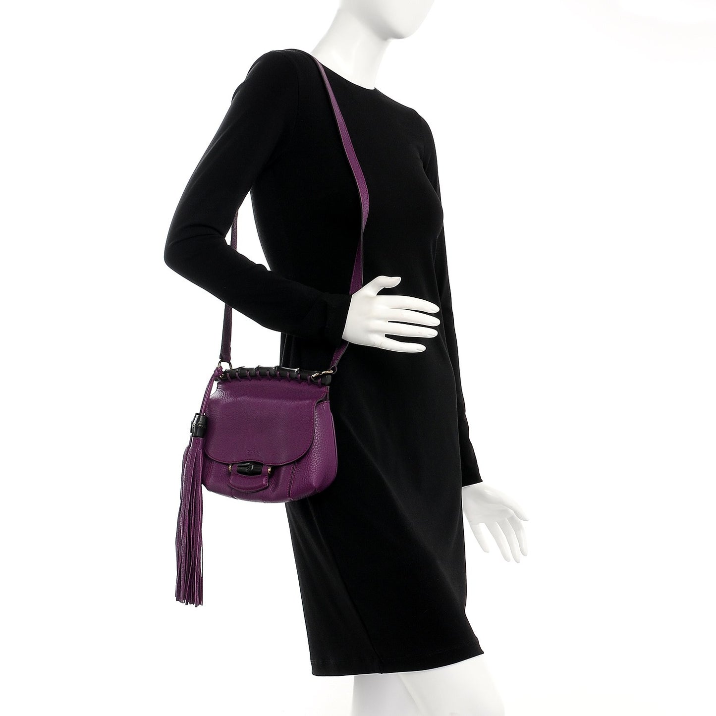 Calfskin Small Nouveau Fringe Shoulder Bag Purple