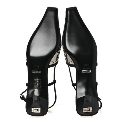 Gucci Tela Retino Kid Scamosciato Crystal GG Monogram Square G 35mm Slingback Pumps 38.5 Black 7 of 10