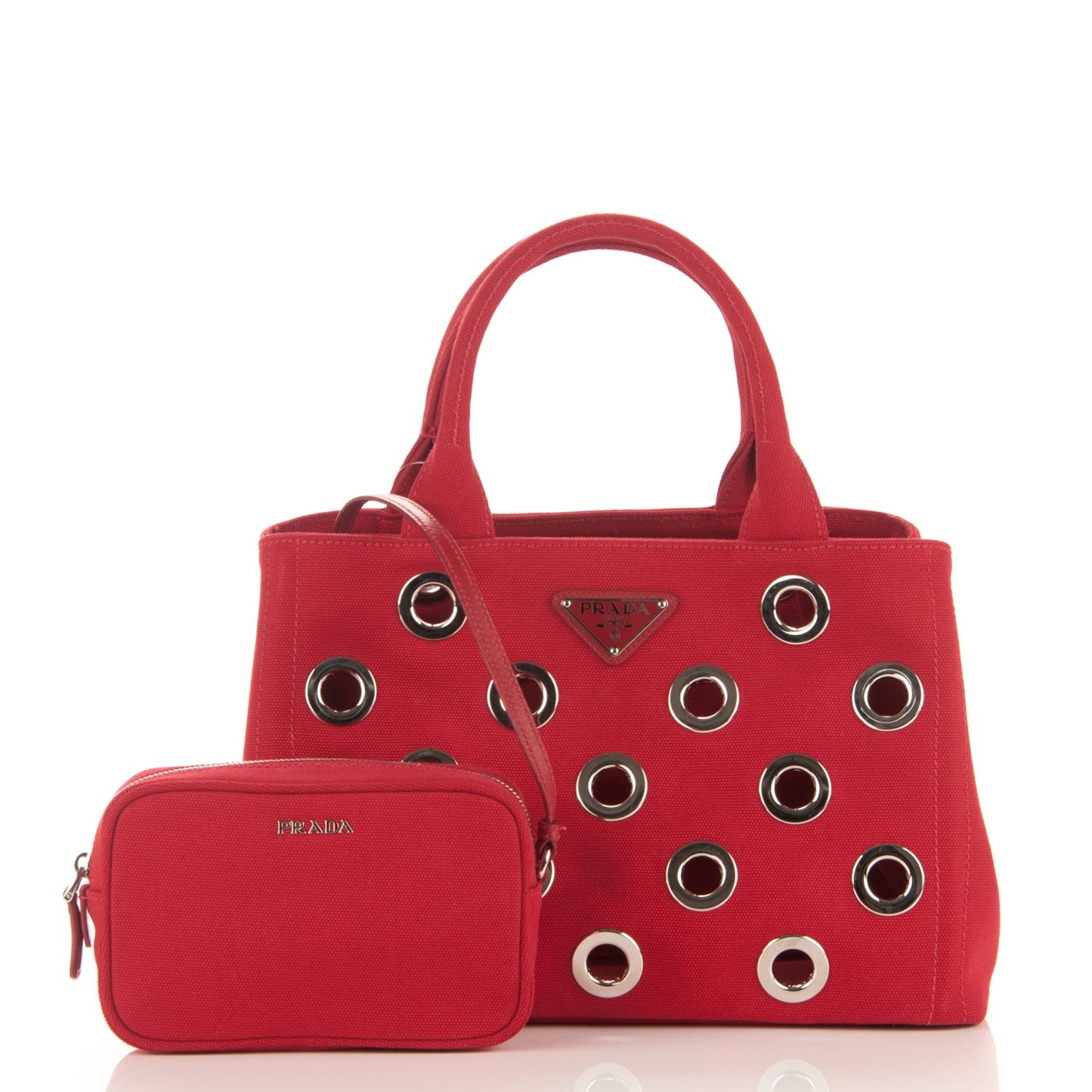 Canvas Grommet Canapa Tote Rosso