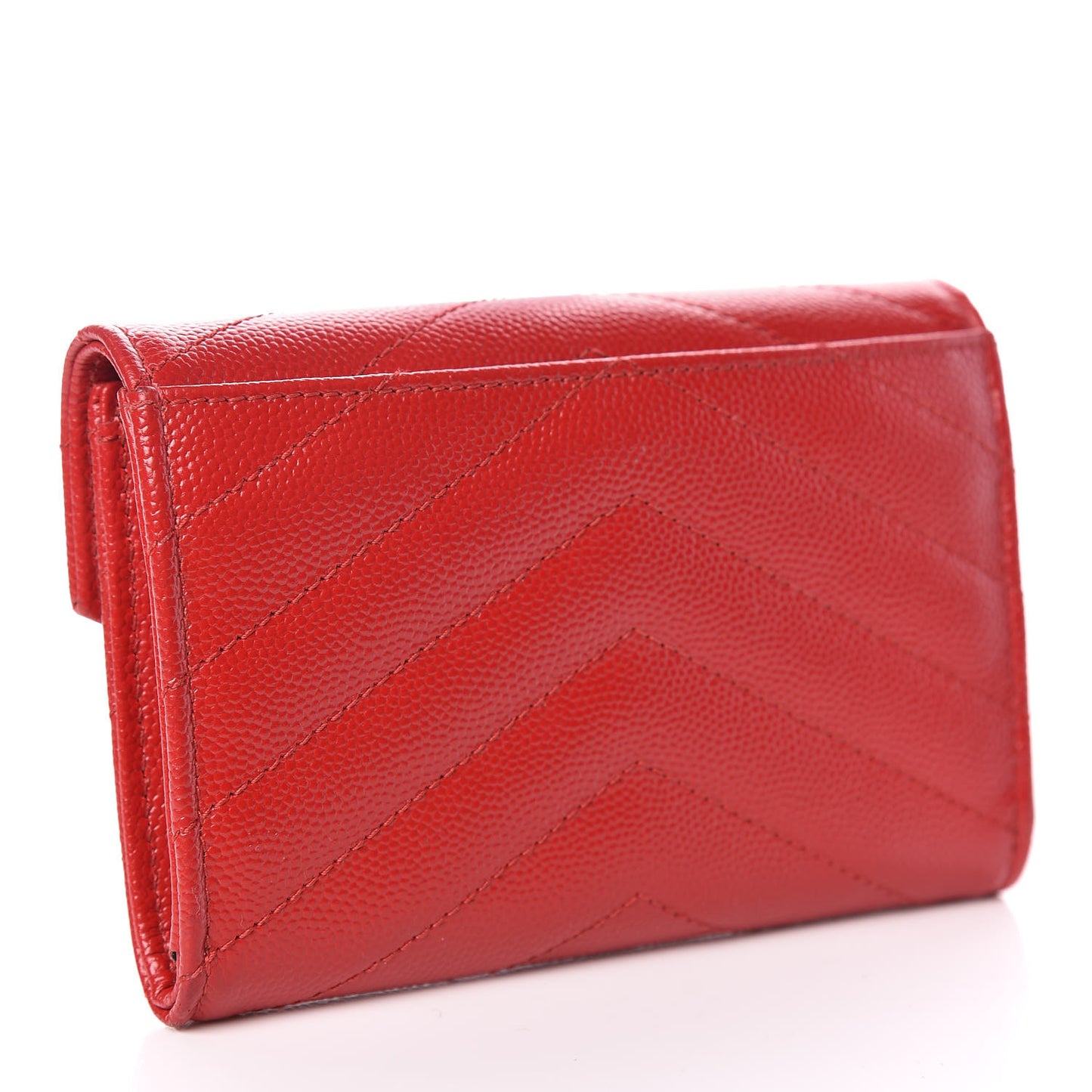 Grain De Poudre Matelasse Chevron Small Monogram Envelope Wallet Rouge Eros