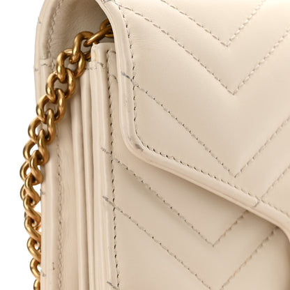 Gucci Calfskin Matelasse GG Marmont Chain Wallet Mystic White 13 of 15