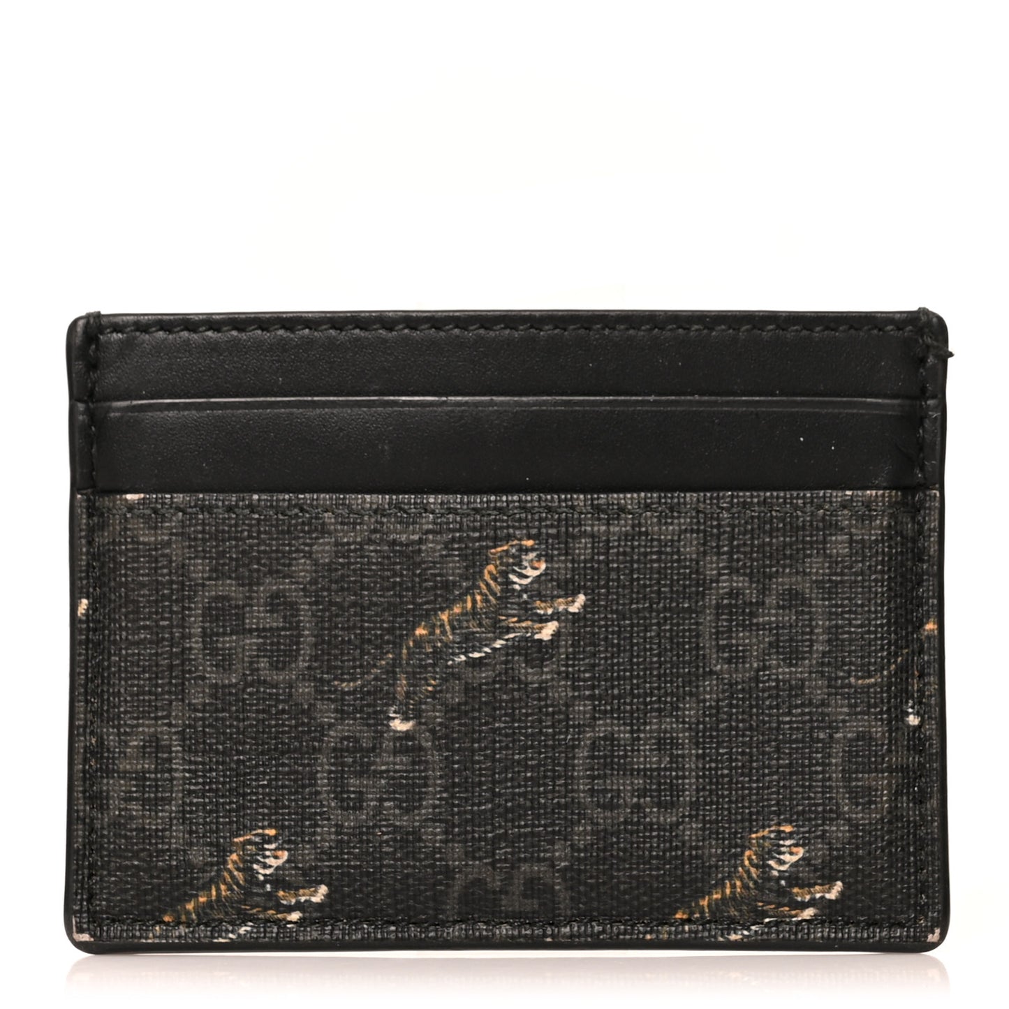 GG Supreme Monogram Tiger Print Card Holder Black