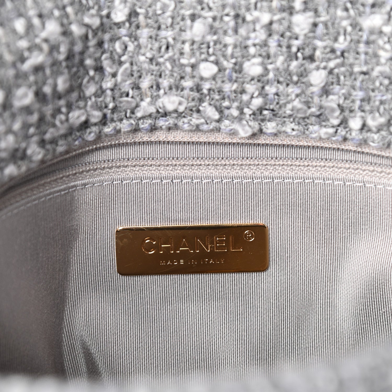 Chanel Tweed Quilted Medium Chanel 19 Flap Grey 6 of 9