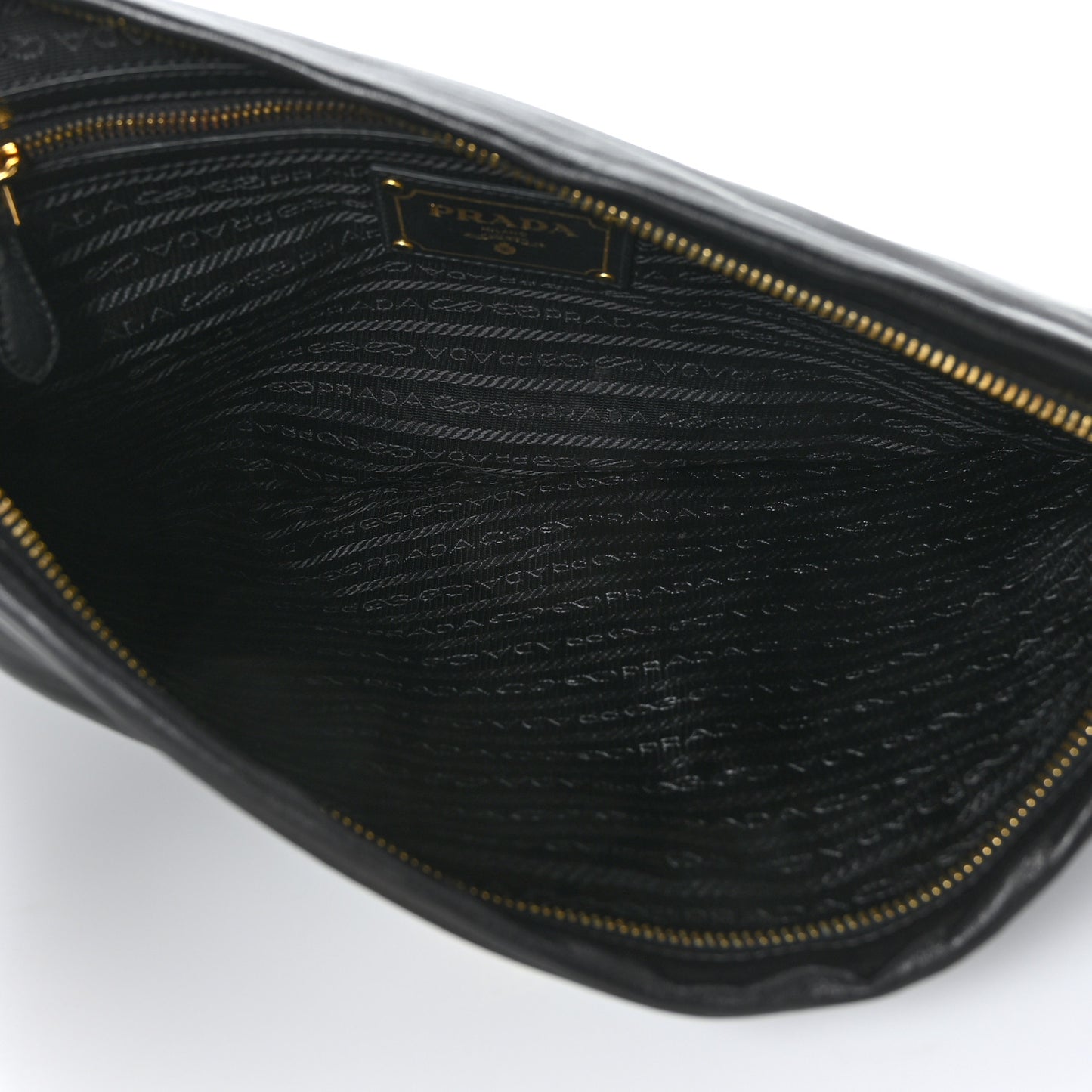 Nylon Calfskin Zip Pouch Black