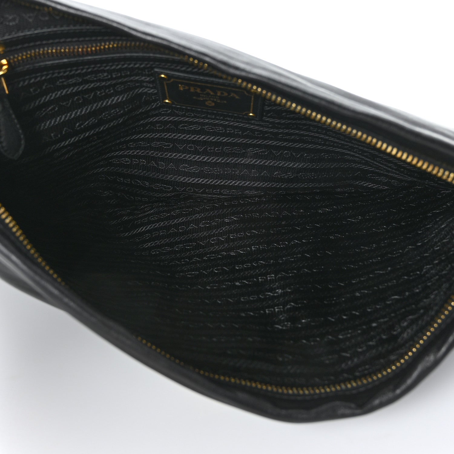 Prada Nylon Calfskin Zip Pouch Black 5 of 6