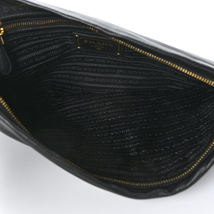 Prada Nylon Calfskin Zip Pouch Black 5 of 6