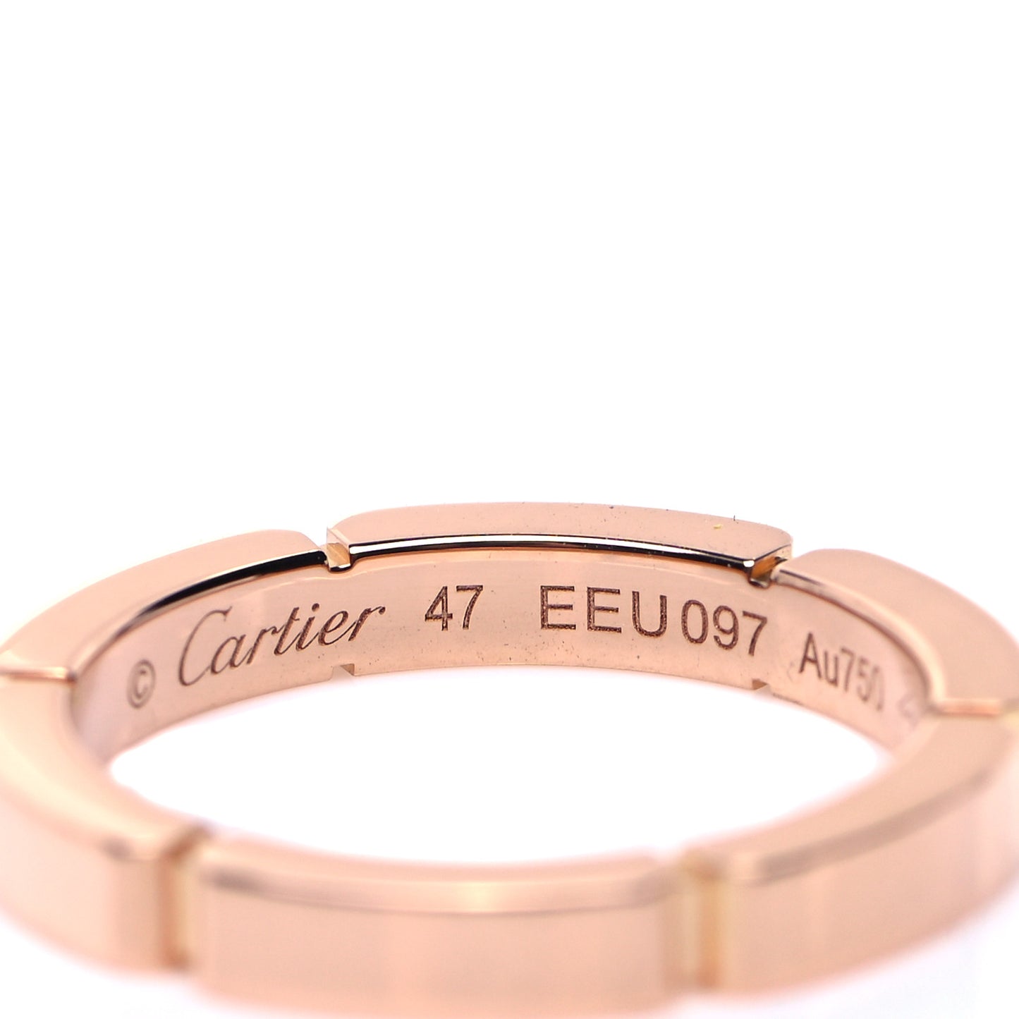 18K Pink Gold Diamond Maillon Panthere Half Diamond Wedding Band Ring 47 4