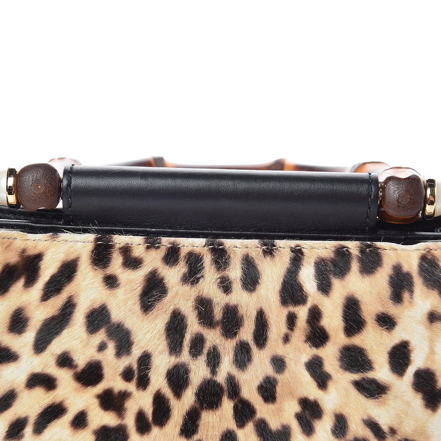Gucci Calf Hair Bamboo Web Leopard Print Mini Nymphaea Top Handle Bag 11 of 13
