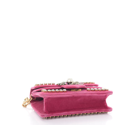Gucci Velvet Crystal Mini Bee Broadway Shoulder Bag Light Raspberry Rose 5 of 9