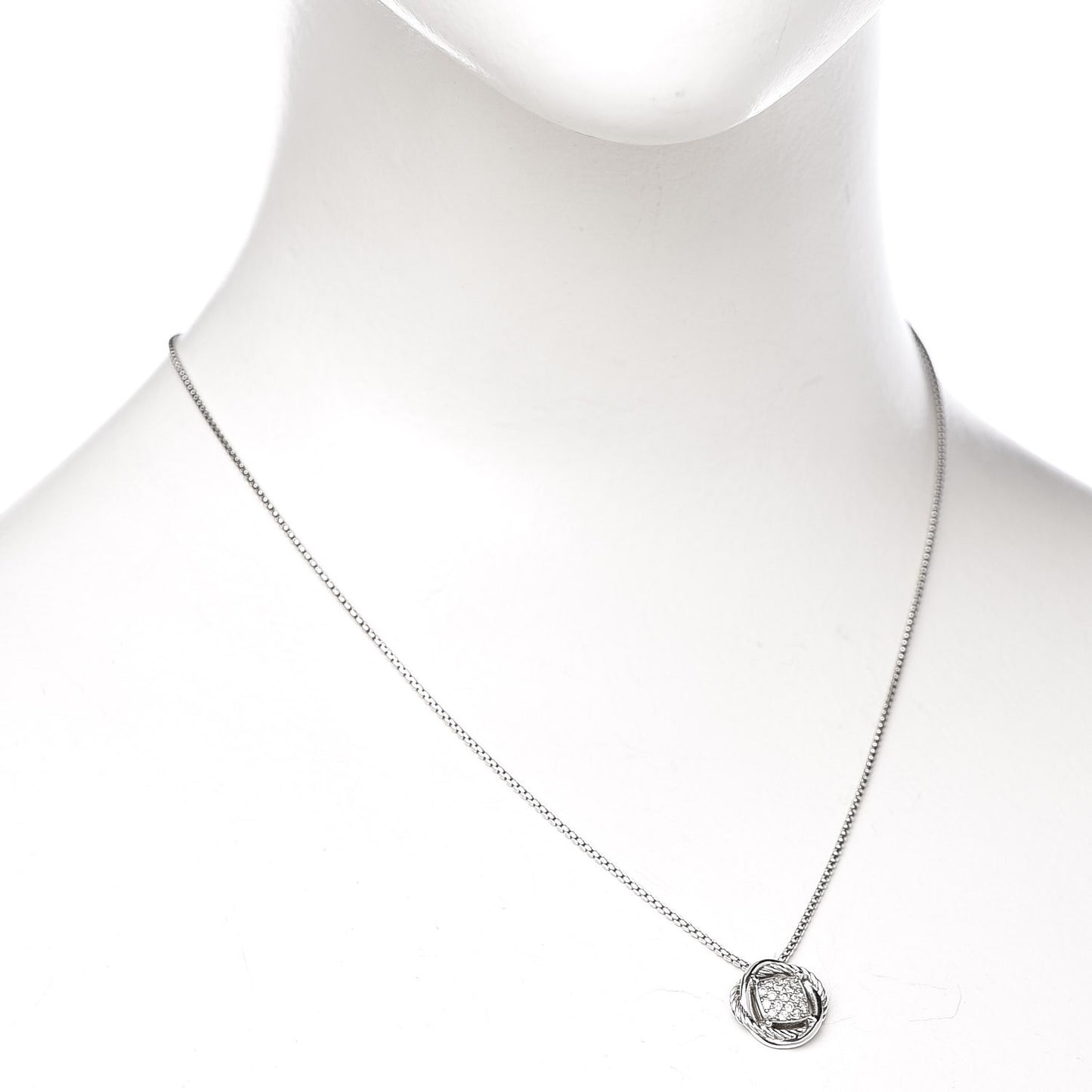 Sterling Silver Diamond 7mm Infinity Pendant Necklace