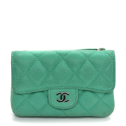 Chanel Iridescent Caviar Quilted Card Holder Turquoise 1 of 11