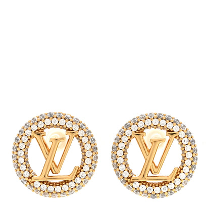 Louis Vuitton Metal Crystal Louise By Night Earrings Gold 1 of 4