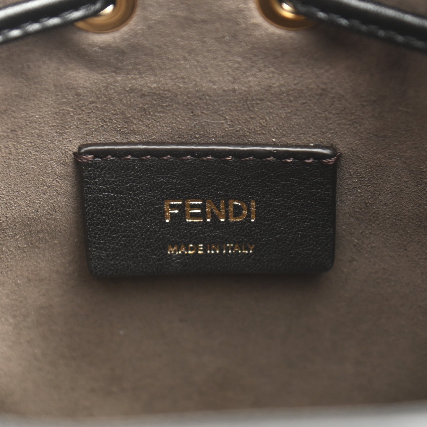 Vitello Liberty F is Fendi Bi-Color FF 1974 Embossed Mini Mon Tresor Bucket Bag Maya Black